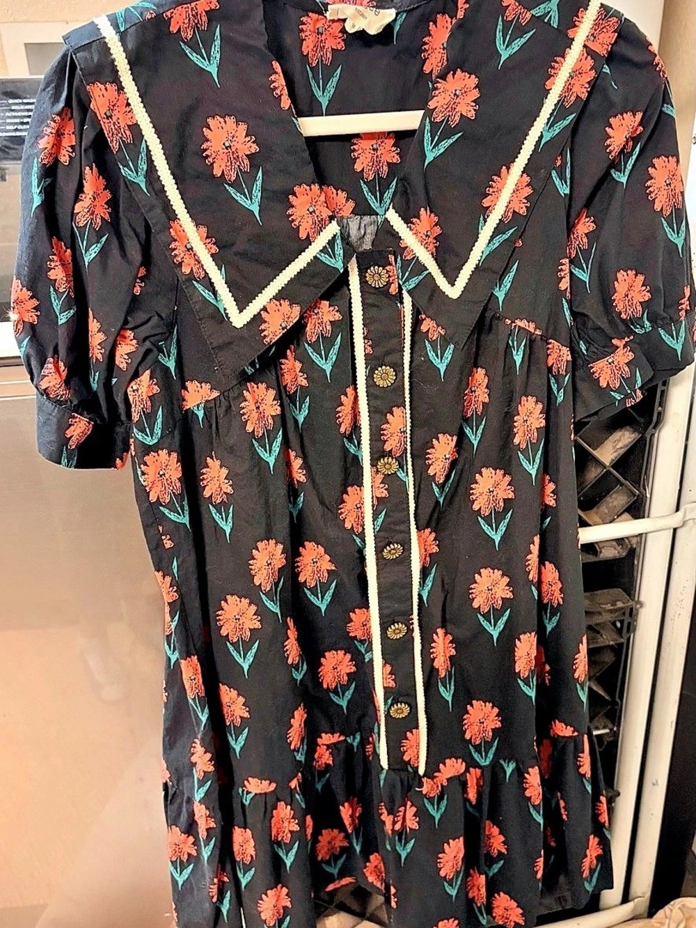 Umgee Floral Mini Dress Black & Orange